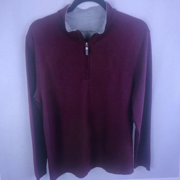 Mizzen+Main Other - Men's Quarter-Zip Knit Sweater - Burgundy